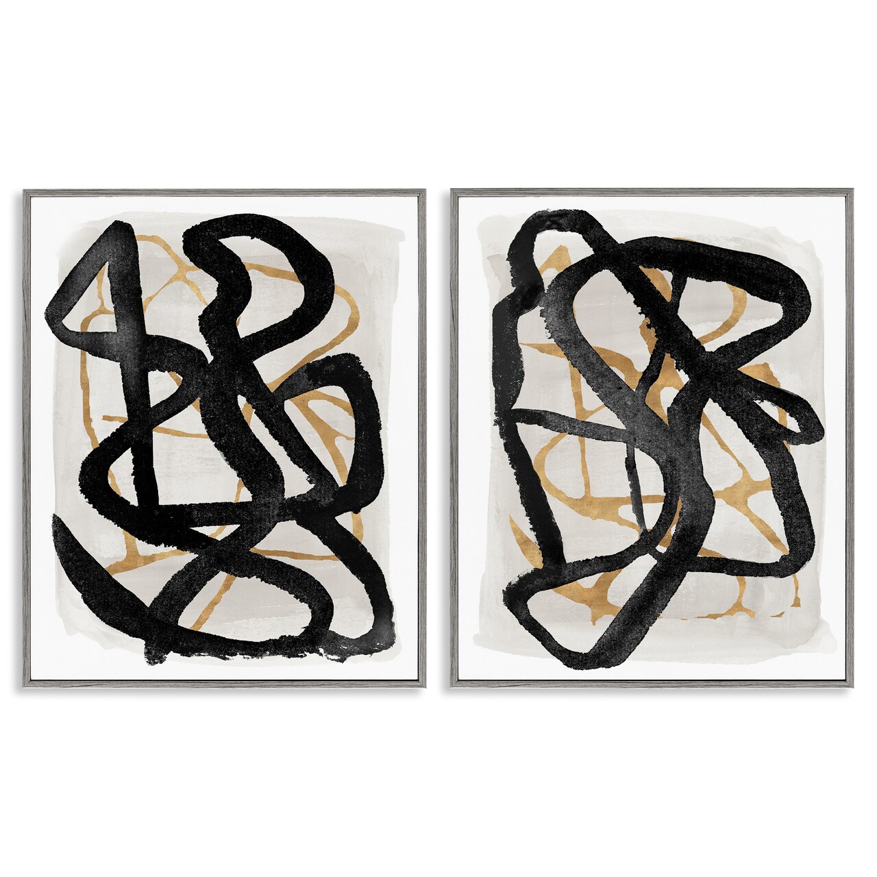 Stupell Industries Contemporary Hindsight Squiggles 2pc Framed Giclee Set, design by Lucille Price